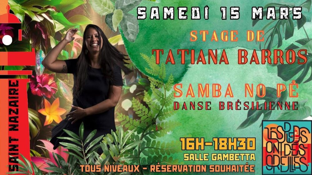 Affiche : Stage de samba no pé avec Tatiana Barros
